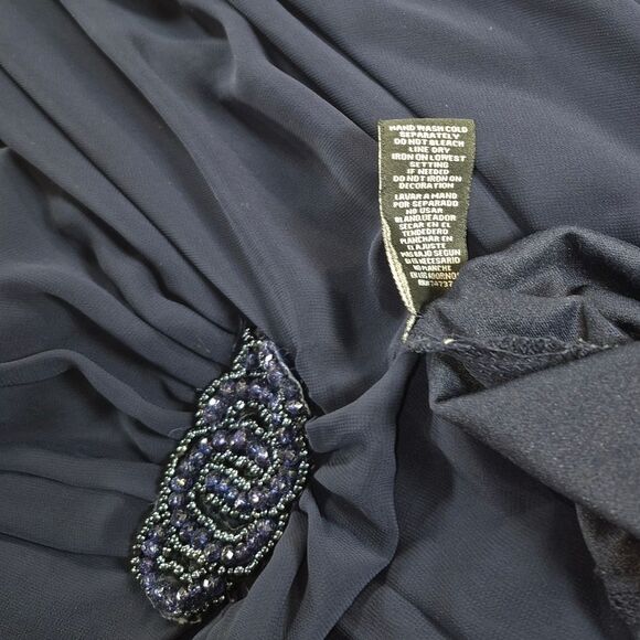 Karina Navy Chiffon Kaftan Dress Beaded Empire Waist Size Special Occasion 18... - Picture 6 of 9